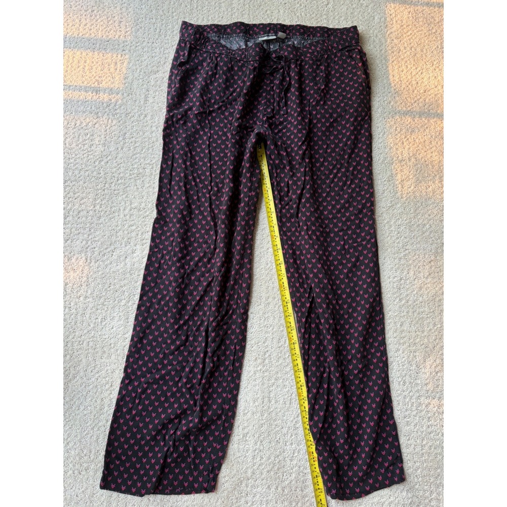 Blue Motion Womens Pajama Pants Black Pink Geometric Chevron Print Lounge L XL